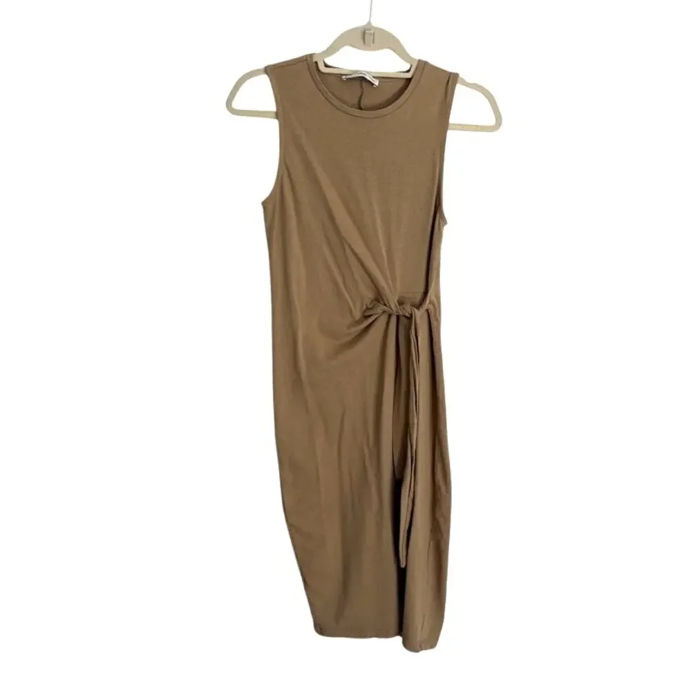 MANGO Cotton Midi Dress Neutral Minimalist Casual - 2